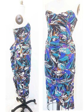 Contempo Casuals Womens Vintage 80s does 50s Hawaiian Bombshell Dress Strapless